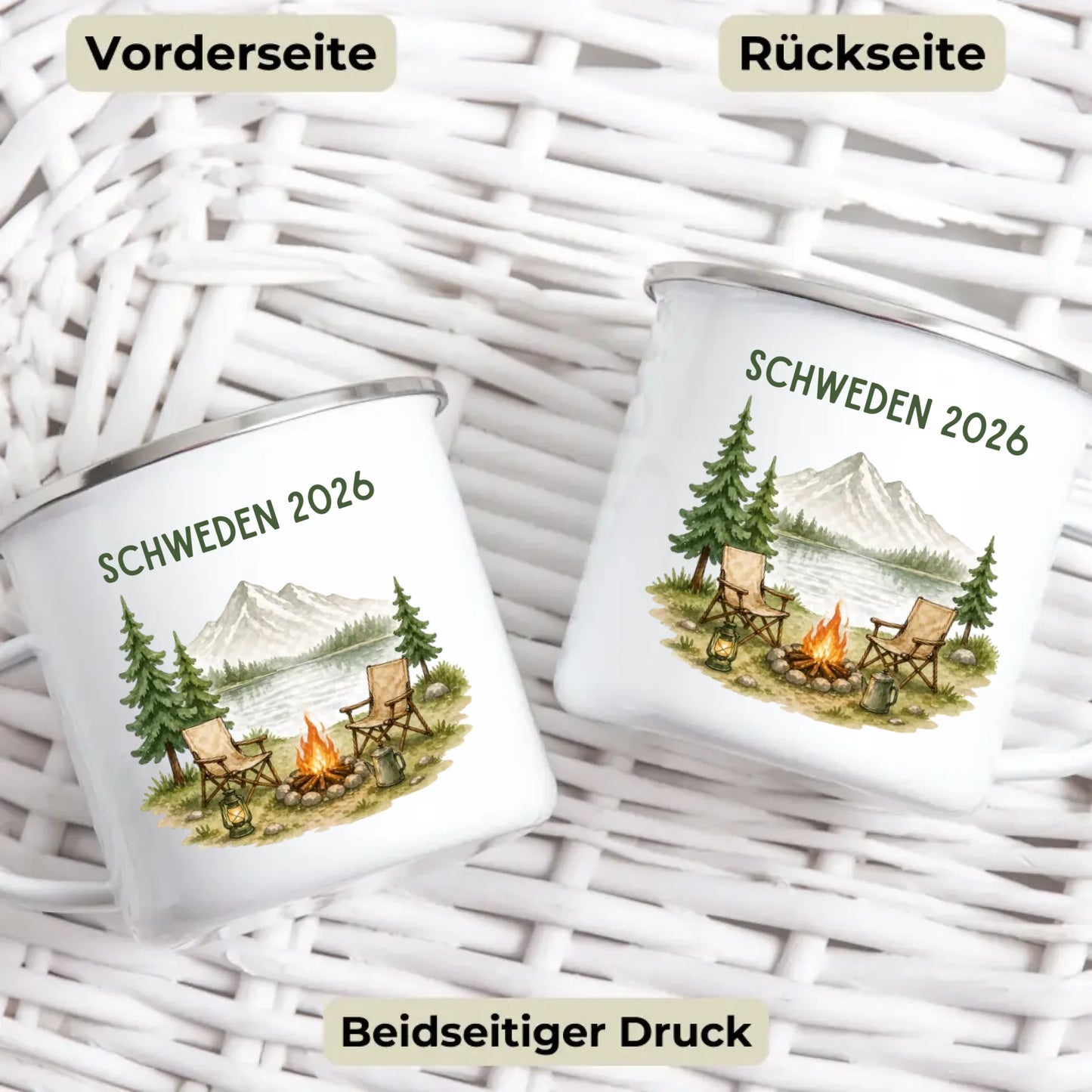 Personalisierte Emaille Camping Tasse Auszeit