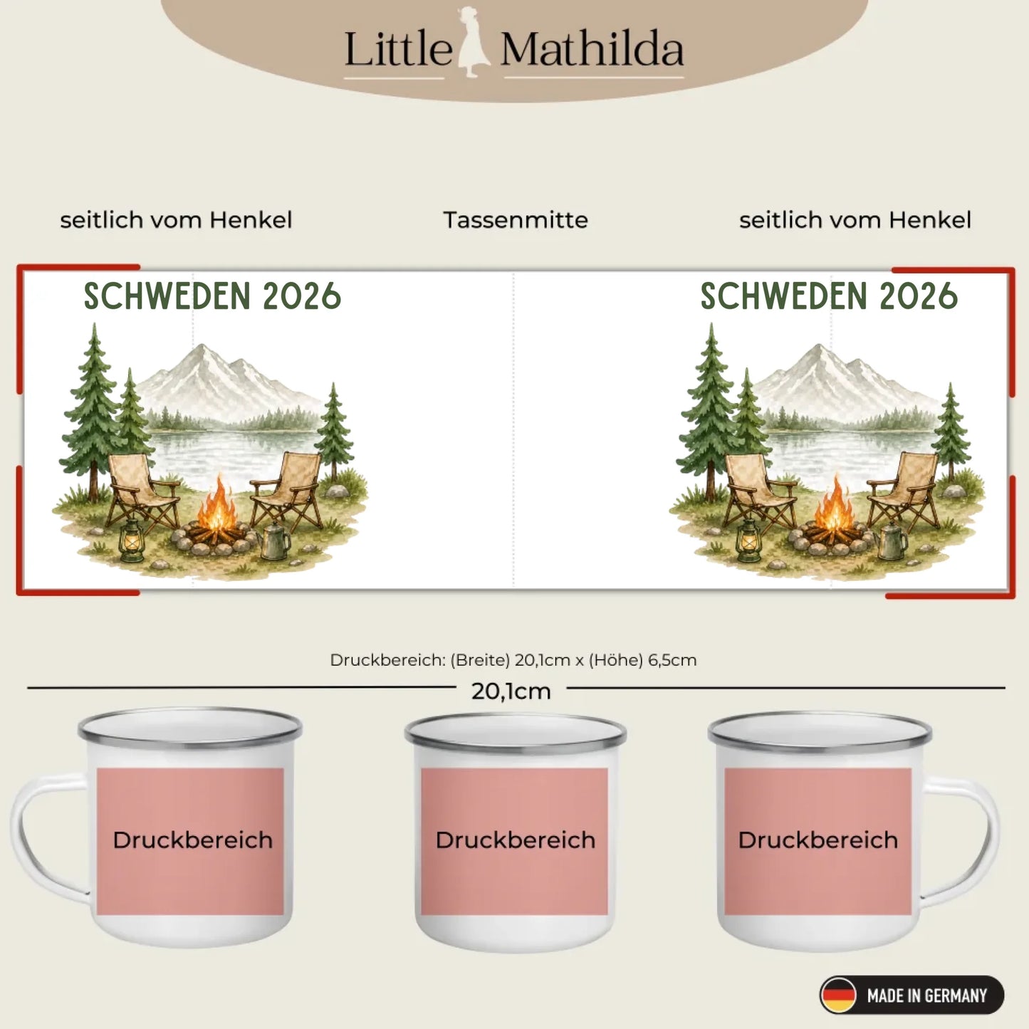 Personalisierte Emaille Camping Tasse Auszeit