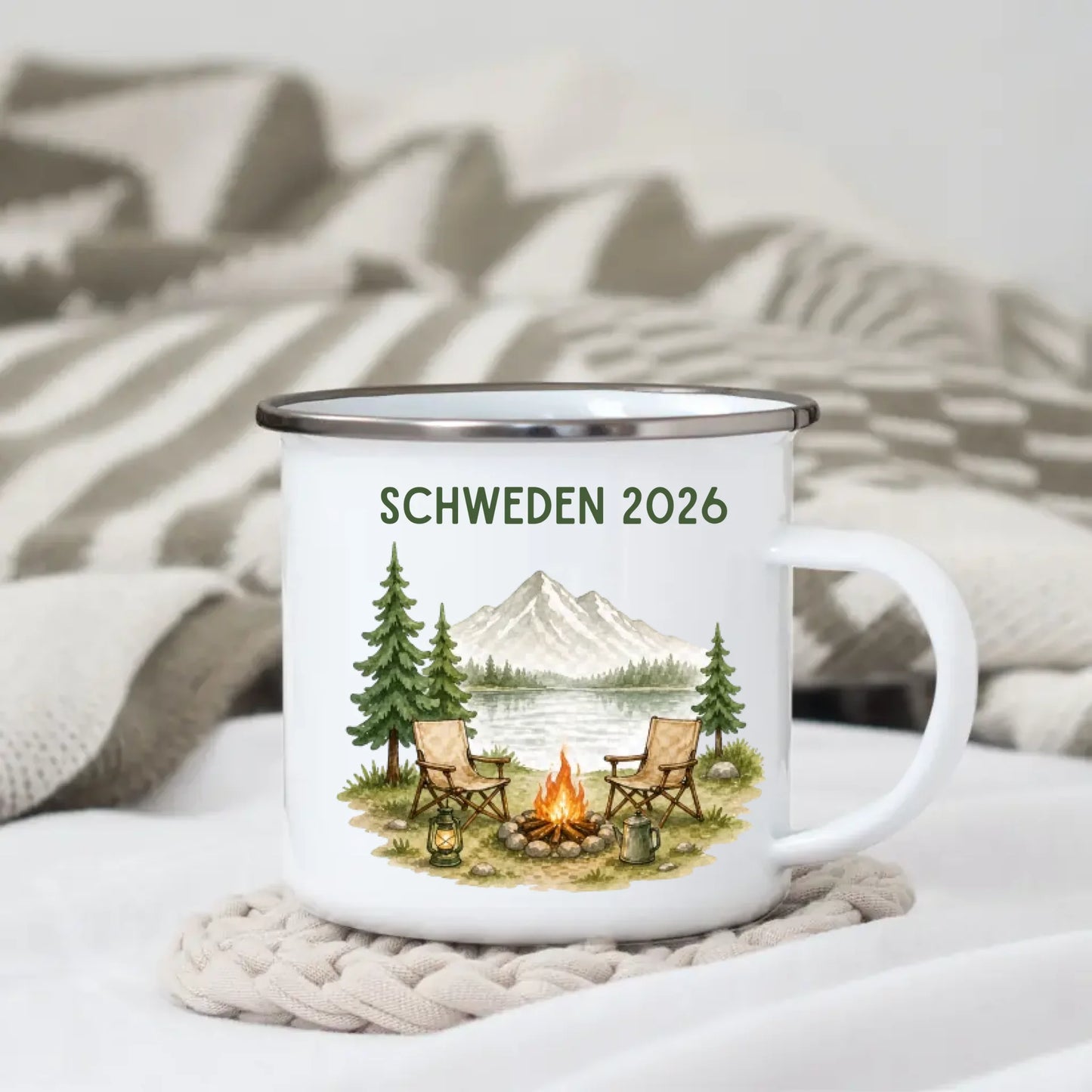 Personalisierte Emaille Camping Tasse Auszeit