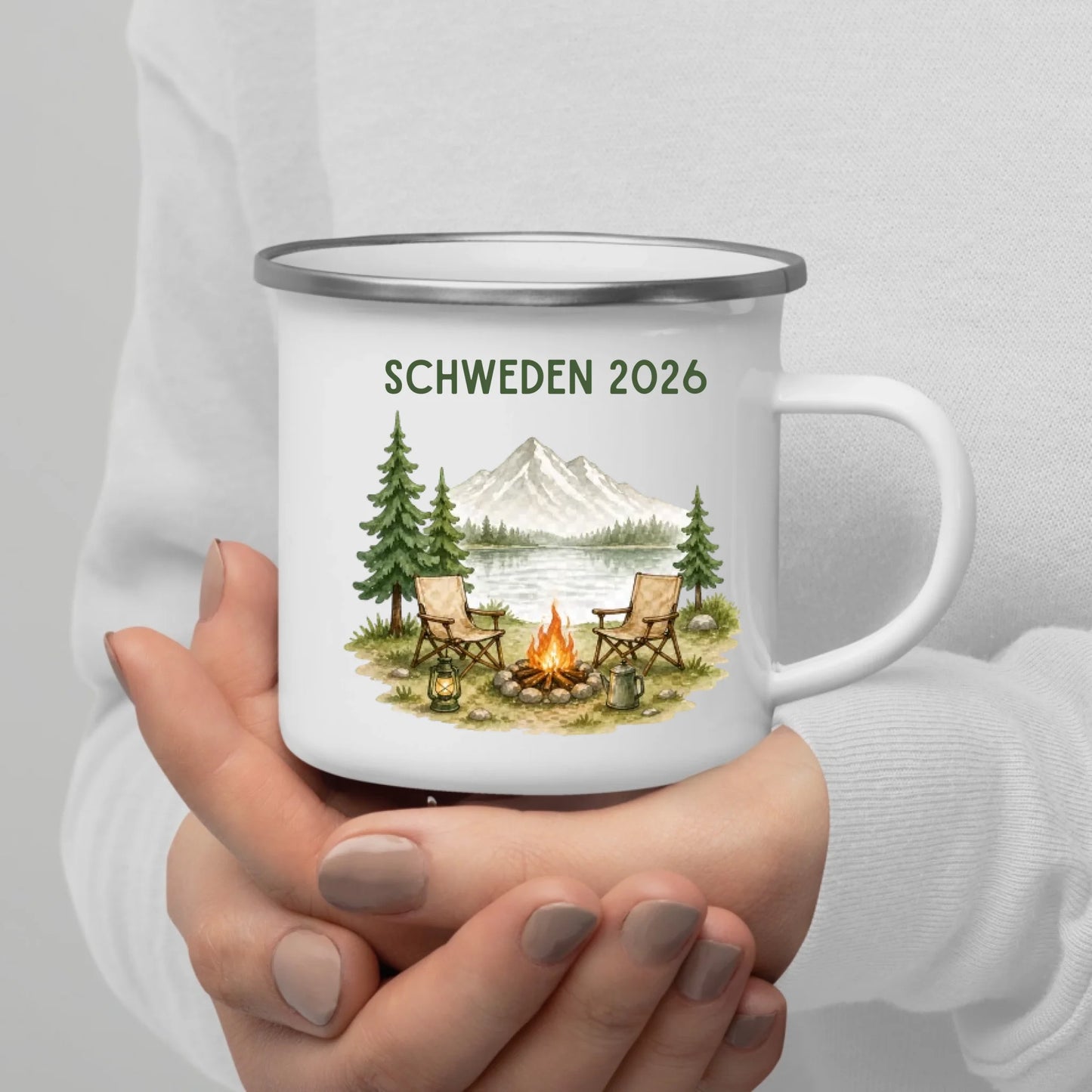 Personalisierte Emaille Camping Tasse Auszeit