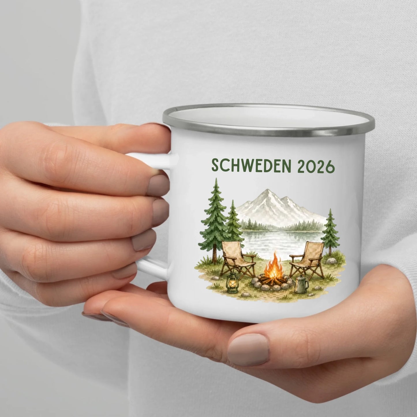 Personalisierte Emaille Camping Tasse Auszeit
