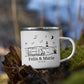 Emaille Camping Tasse Wohnwagen am Meer