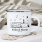 Emaille Camping Tasse Wohnwagen am Meer