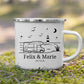 Emaille Camping Tasse Wohnwagen am Meer