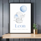 Schwarz-weißes Geburtsposter mit Line-Art-Händen – personalisiertes Poster fürs Kinderzimmer