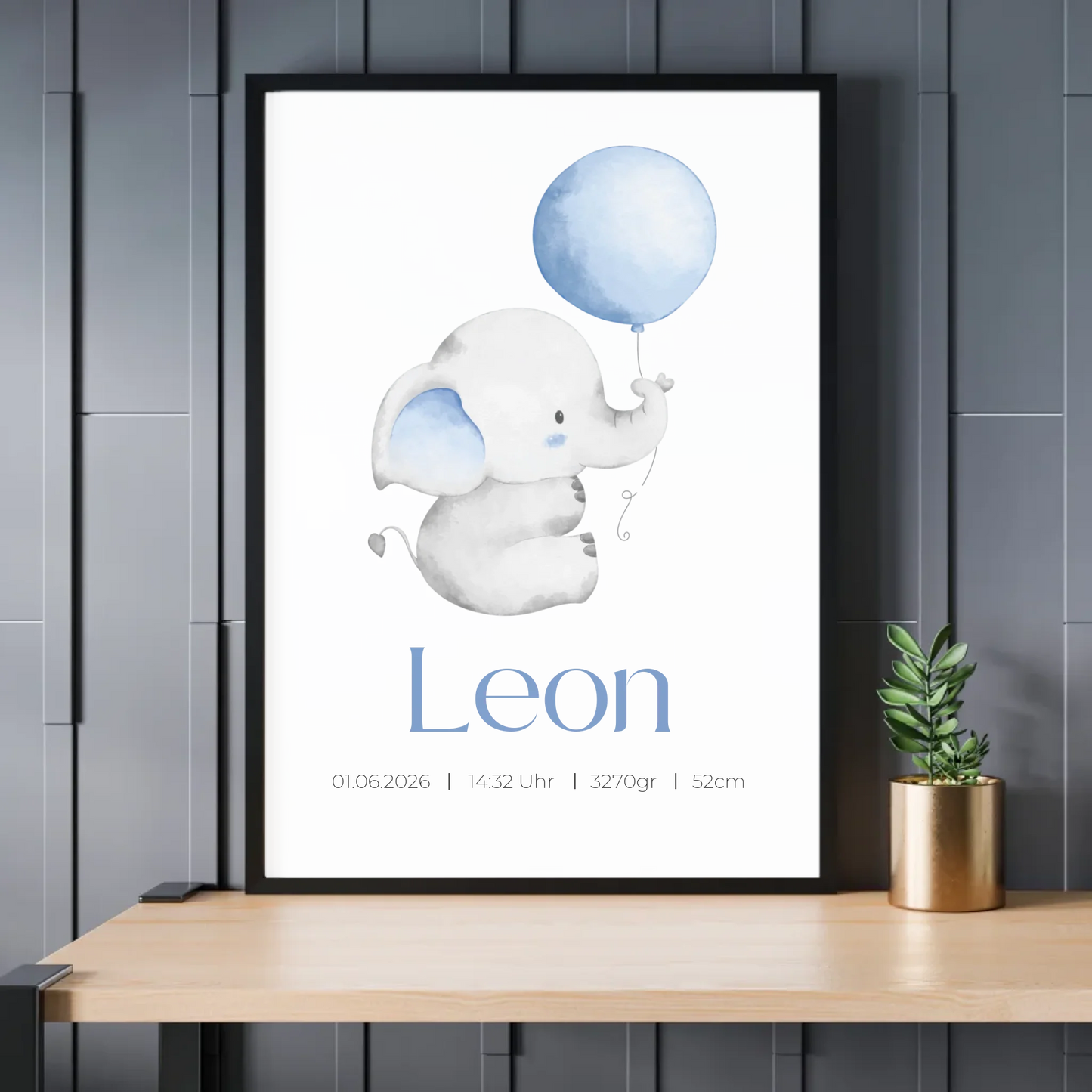 Schwarz-weißes Geburtsposter mit Line-Art-Händen – personalisiertes Poster fürs Kinderzimmer