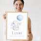 Minimalistisches Geburtsposter mit Line Art Hände Motiv – personalisiertes Baby Poster von Little Mathilda