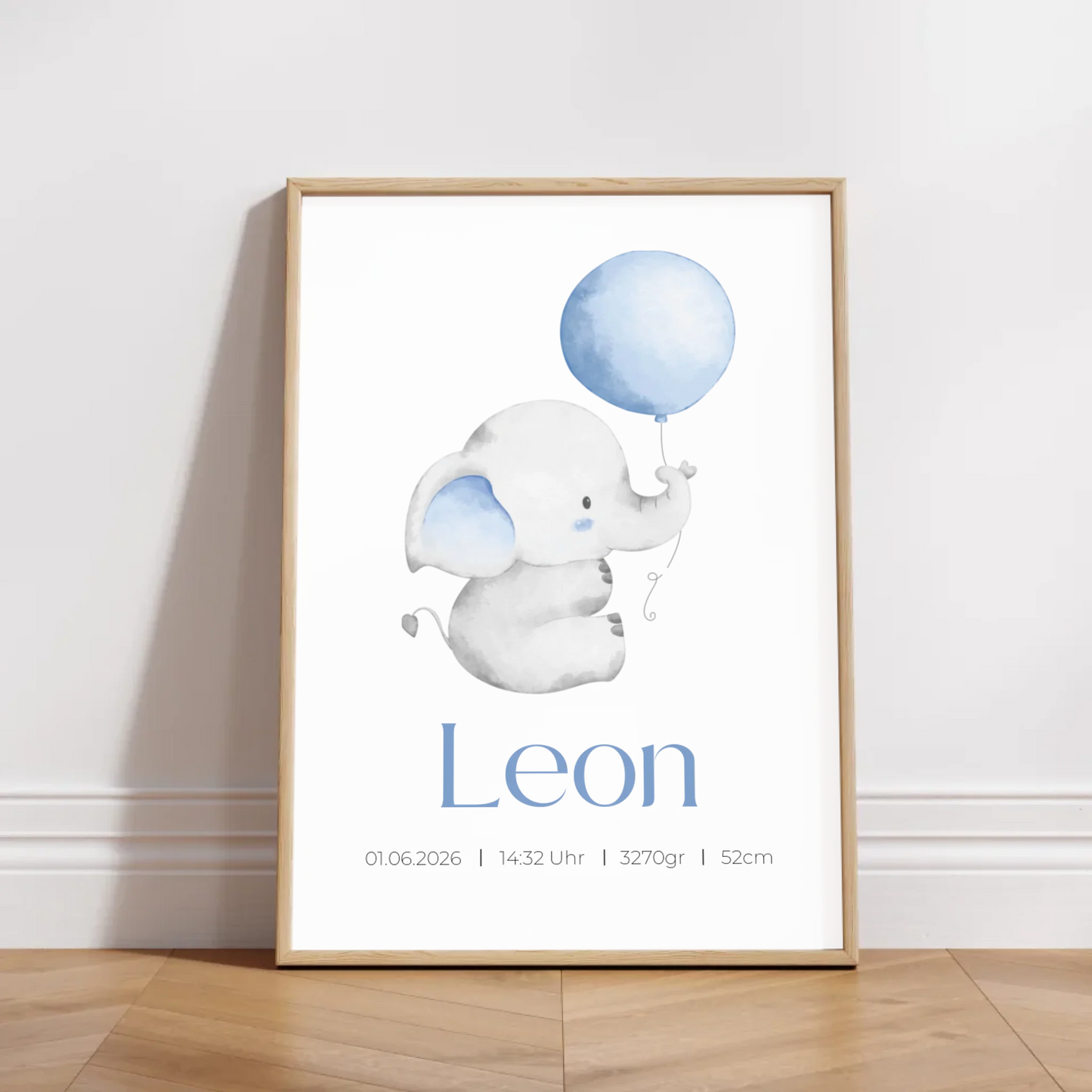 Line Art Geburtsposter mit Babyhand und Herz – personalisiertes Geschenk zur Geburt oder Taufe
