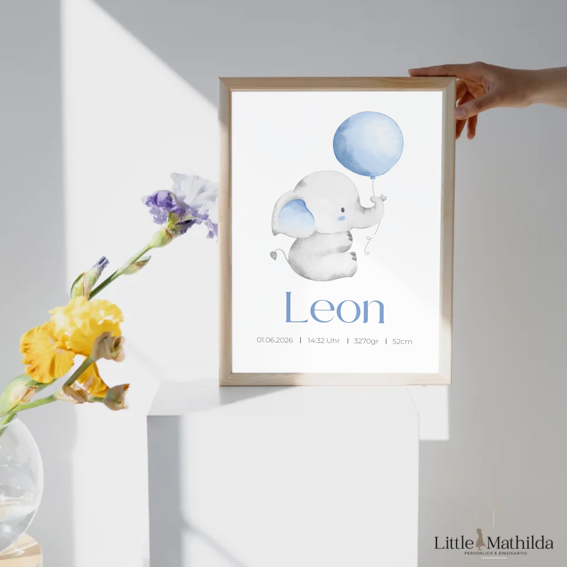 Personalisiertes Geburtsposter im skandinavischen Stil – hochwertiges Babyzimmer Poster mit Namen