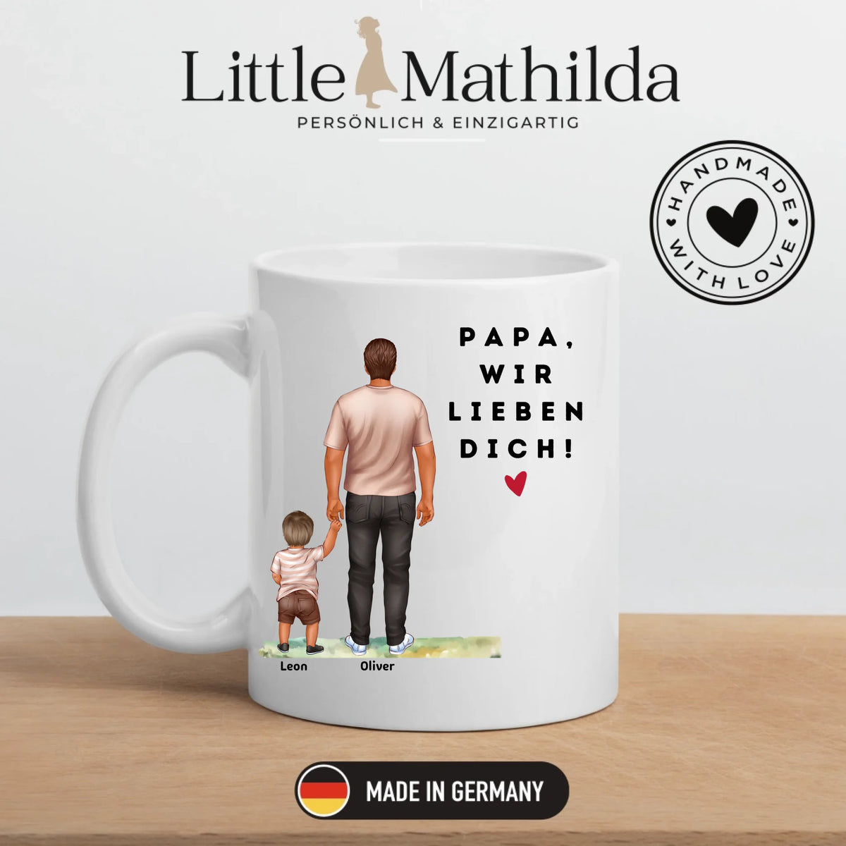Personalisierte Papa Tasse mit Kindern und Namen – Keramiktasse | Geschenk für Vatertag & Geburtstag