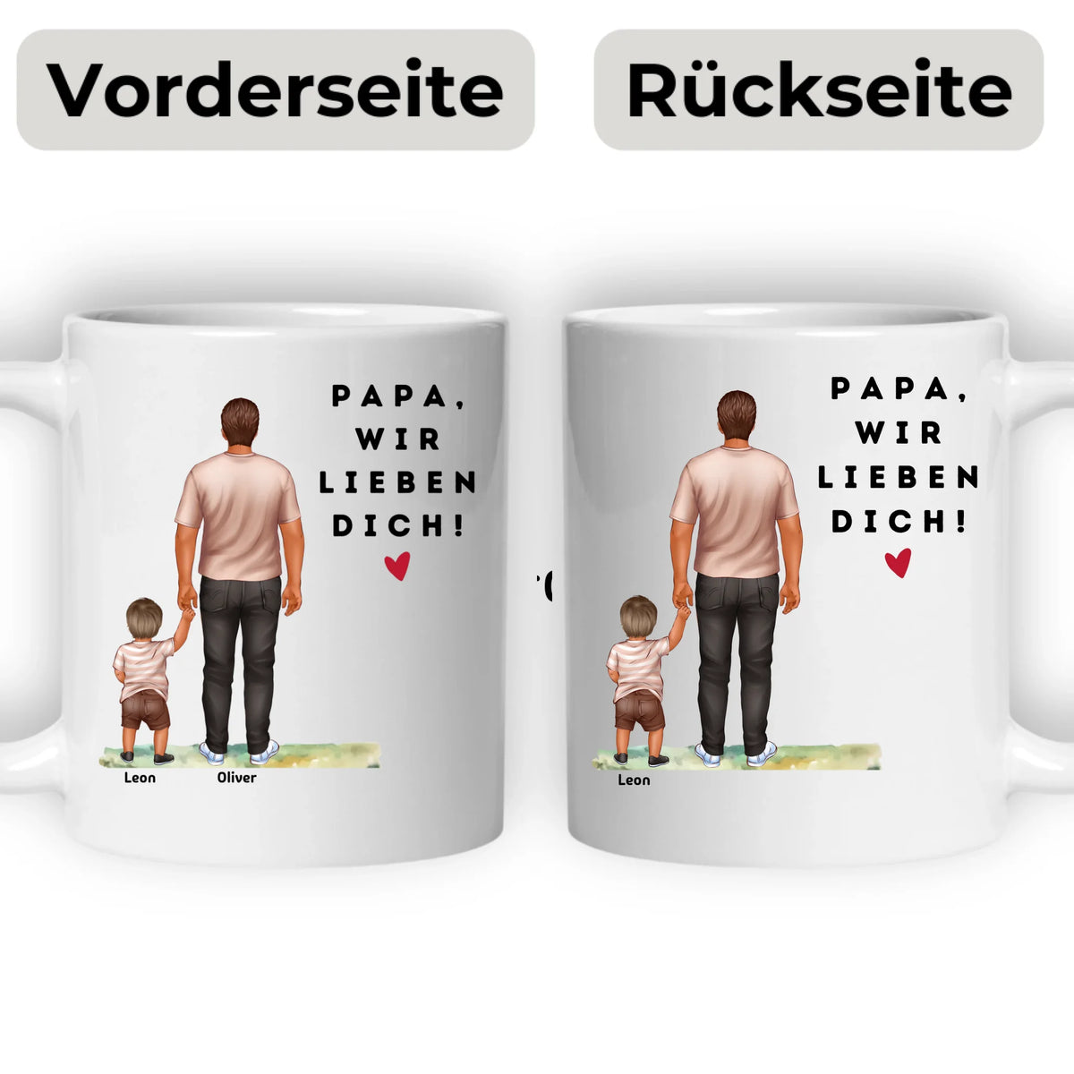 Personalisierte Papa Tasse mit Kindern und Namen – Keramiktasse | Geschenk für Vatertag & Geburtstag