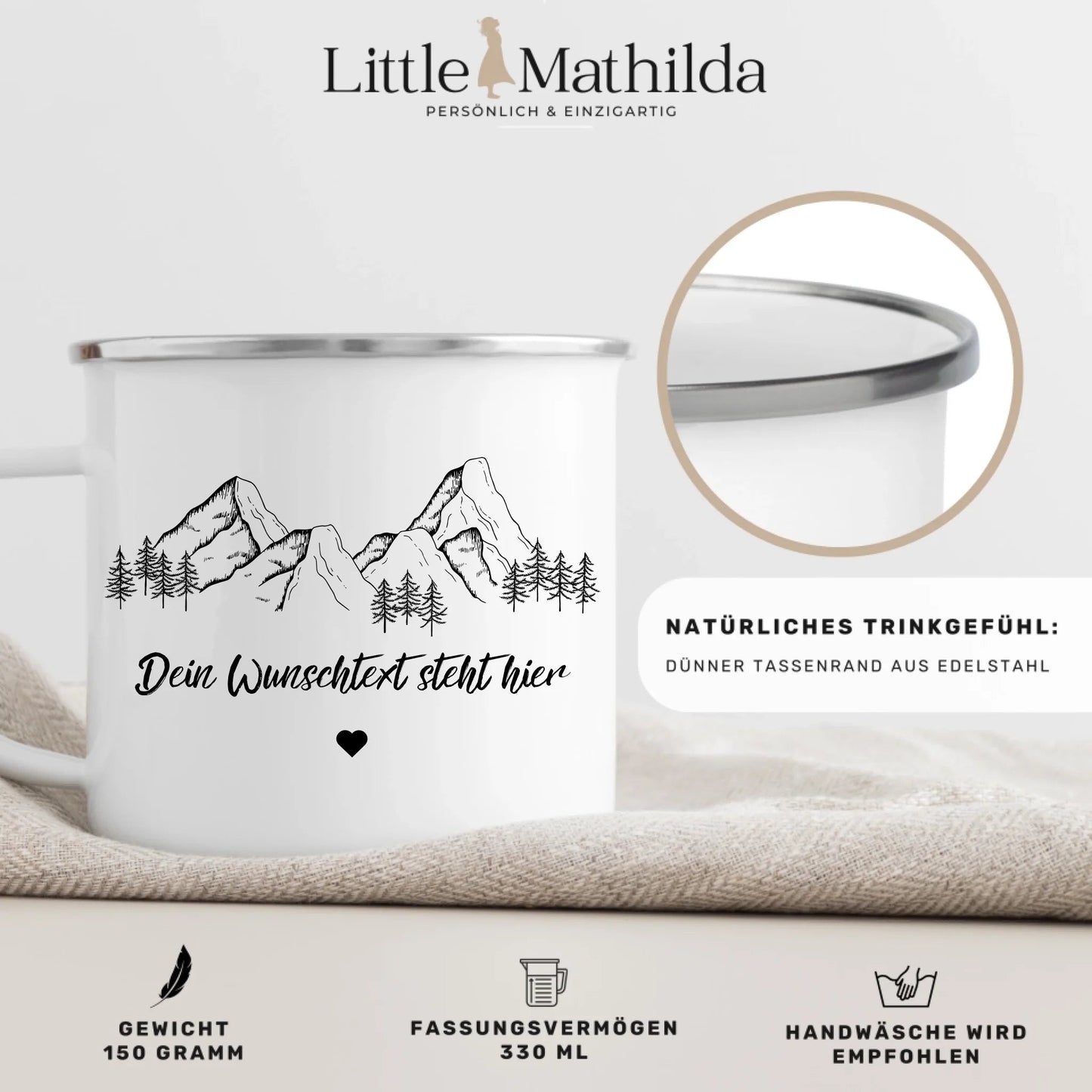 Emaille Tasse mit Camping - Zitaten Little Mathilda Little Mathilda Customizer