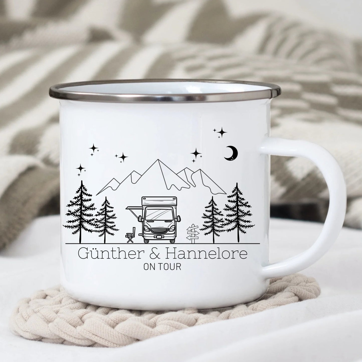 Personalisierte Emaille Camping Tasse Wohnmobil / Wohnwagen Little Mathilda Little Mathilda Customizer