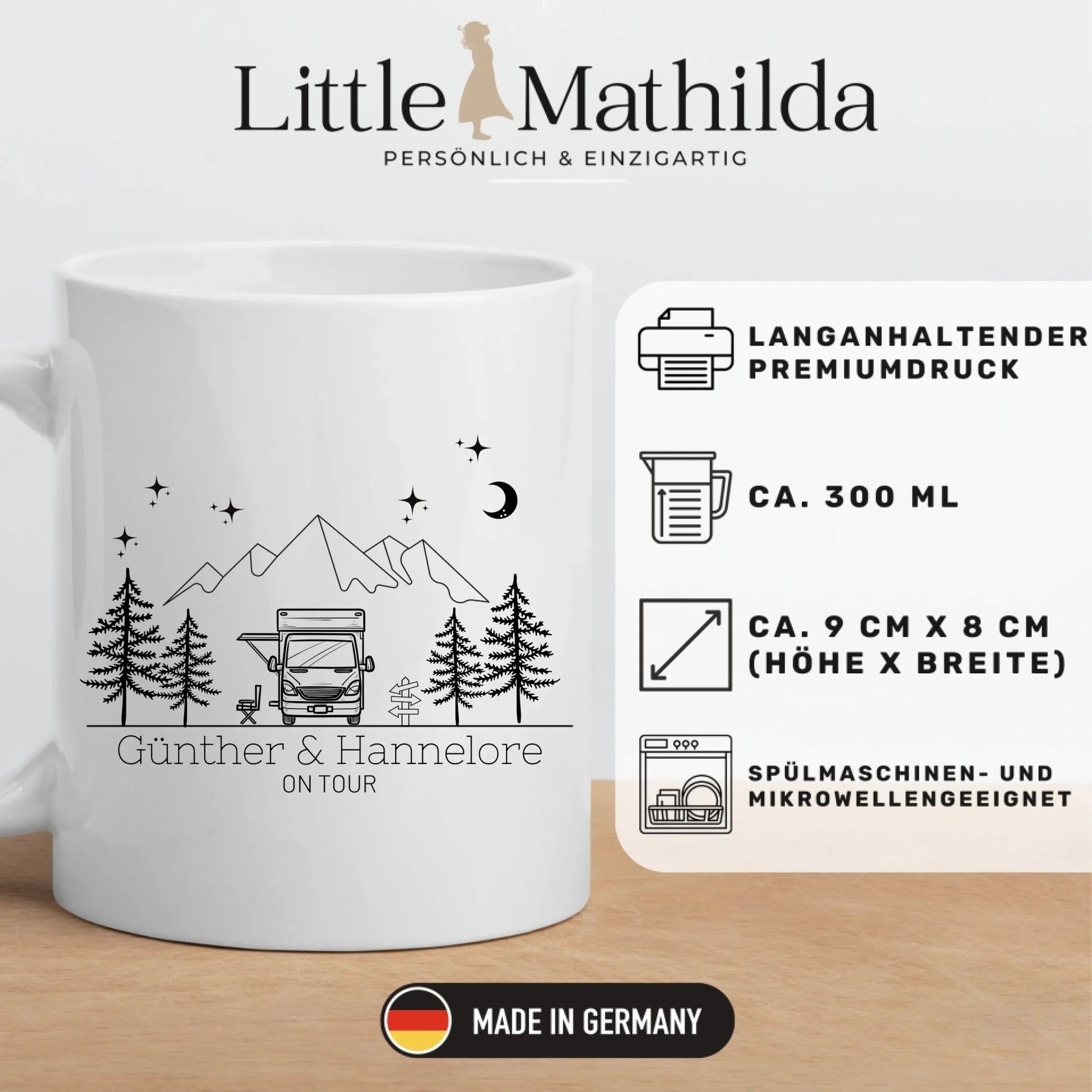 Personalisierte Emaille Camping Tasse Wohnmobil / Wohnwagen Little Mathilda Little Mathilda Customizer