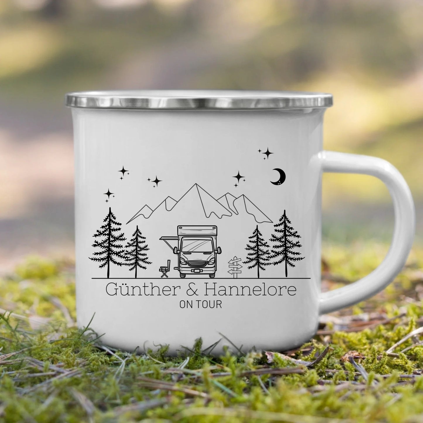 Personalisierte Emaille Camping Tasse Wohnmobil / Wohnwagen Little Mathilda Little Mathilda Customizer