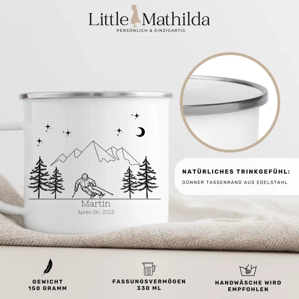 Personalisierte "Ski Emaille Tasse" Little Mathilda Little Mathilda Customizer