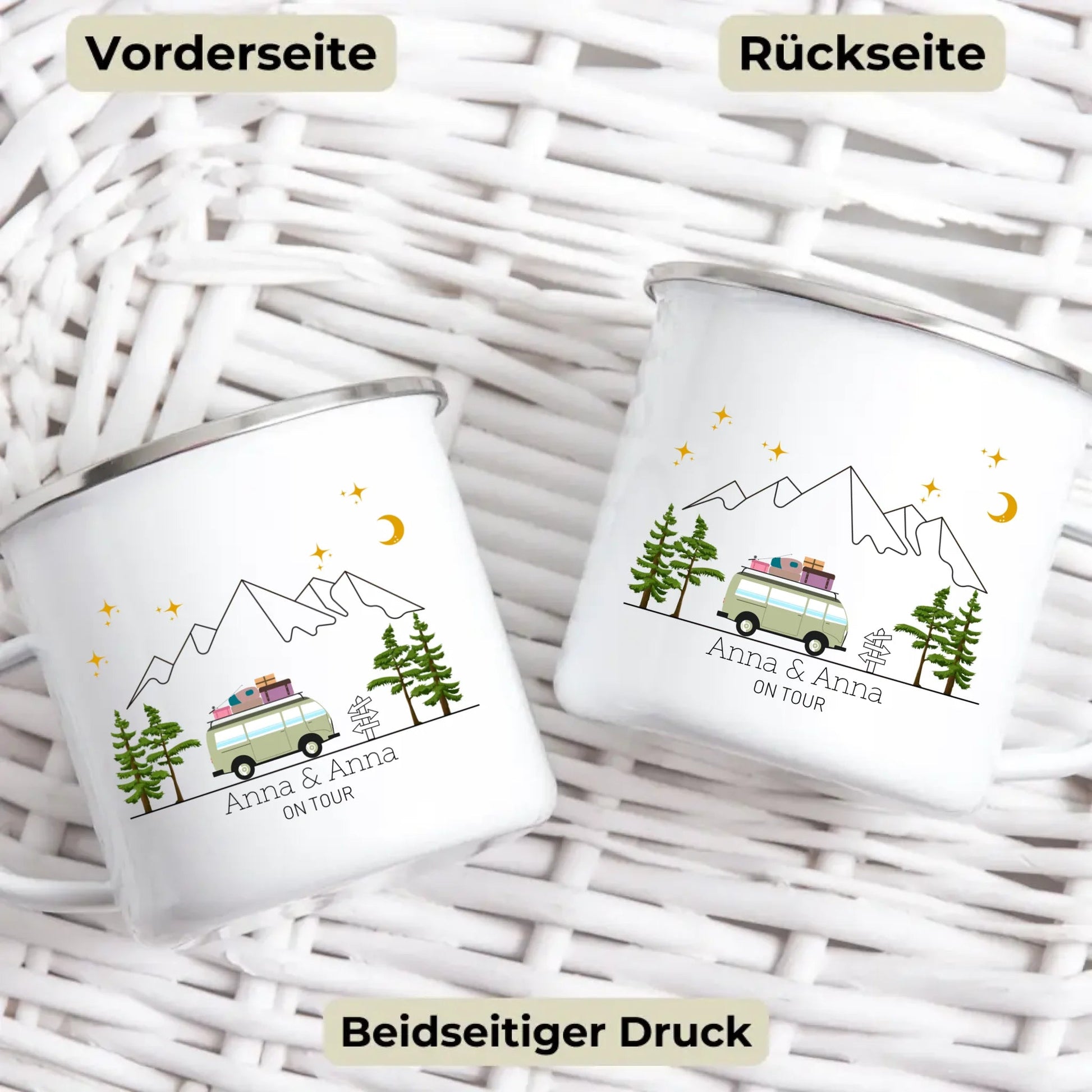 Bunter Reisecamper mit Gepäck Little Mathilda Little Mathilda Emaille Tasse