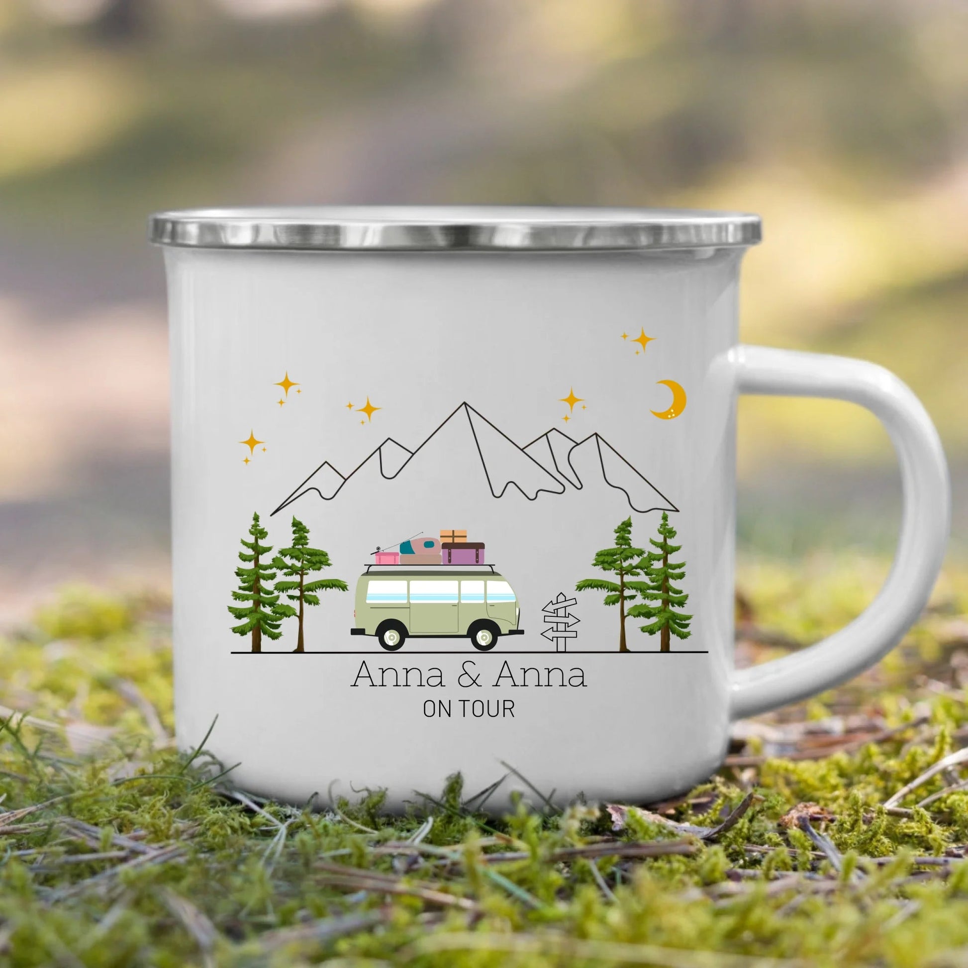Bunter Reisecamper mit Gepäck Little Mathilda Little Mathilda Emaille Tasse