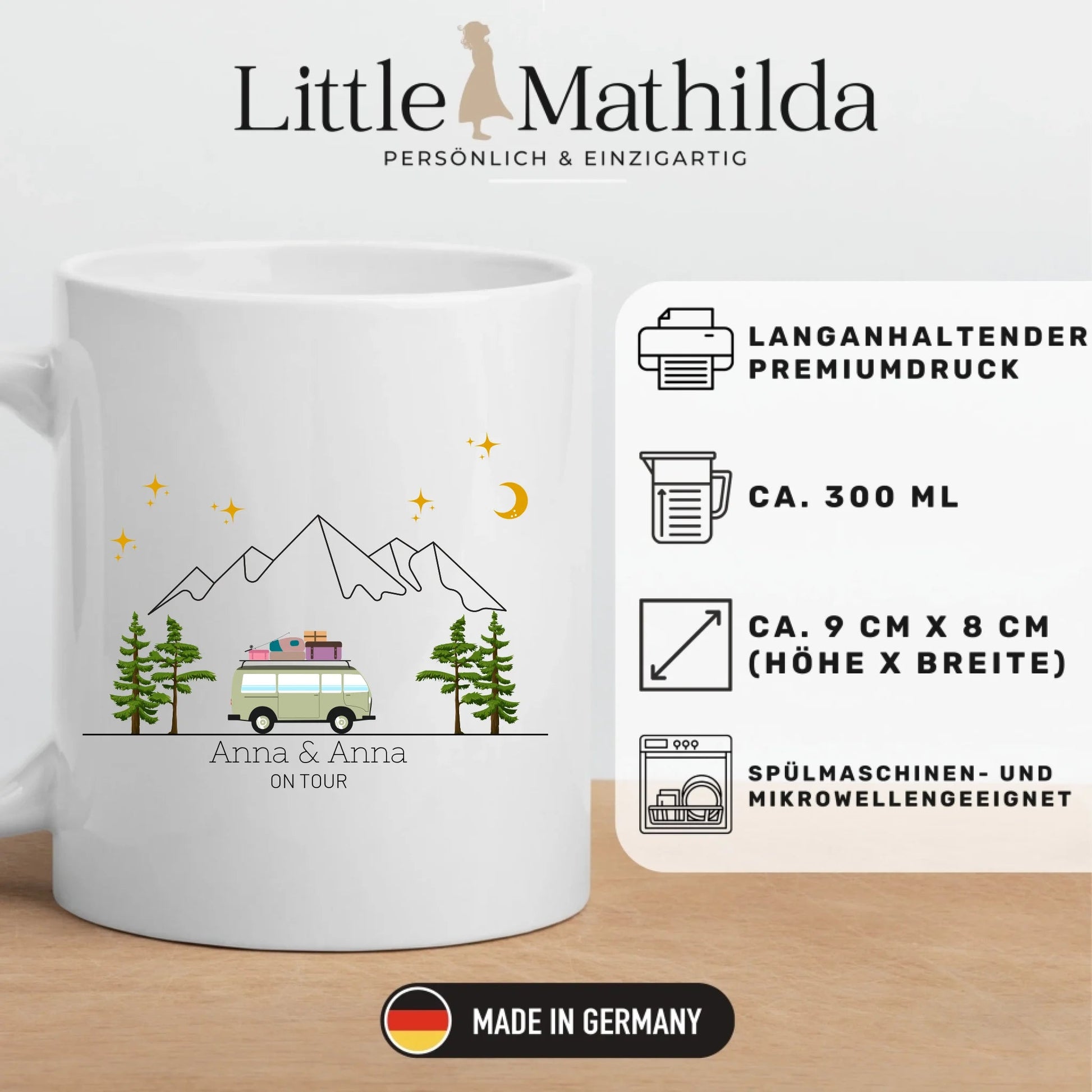 Bunter Reisecamper mit Gepäck Little Mathilda Little Mathilda Emaille Tasse