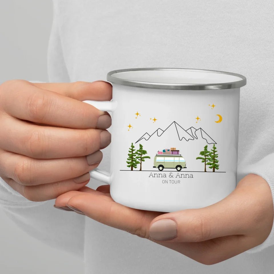 Bunter Reisecamper mit Gepäck Little Mathilda Little Mathilda Emaille Tasse