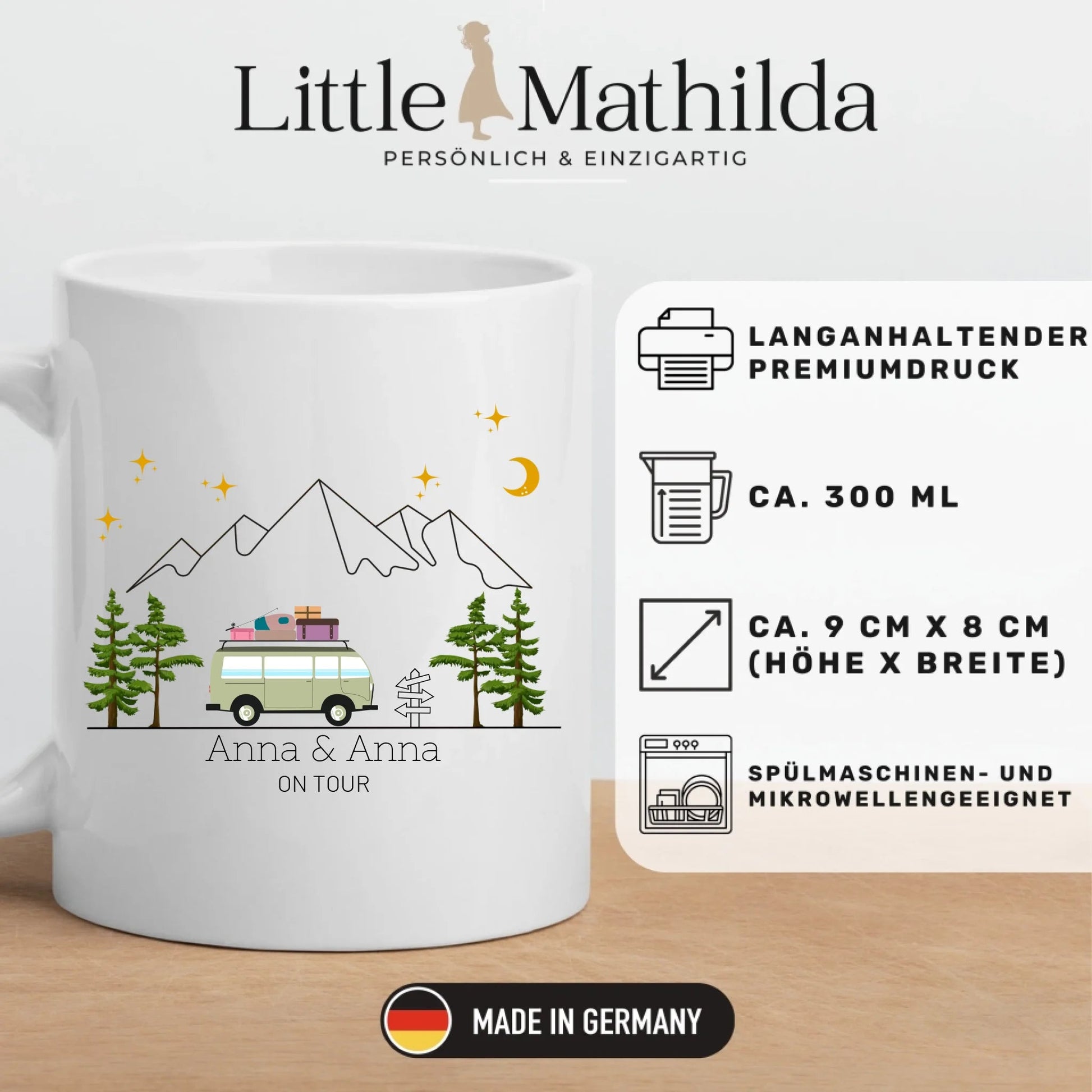 Bunter Reisecamper mit Gepäck Little Mathilda Little Mathilda Emaille Tasse