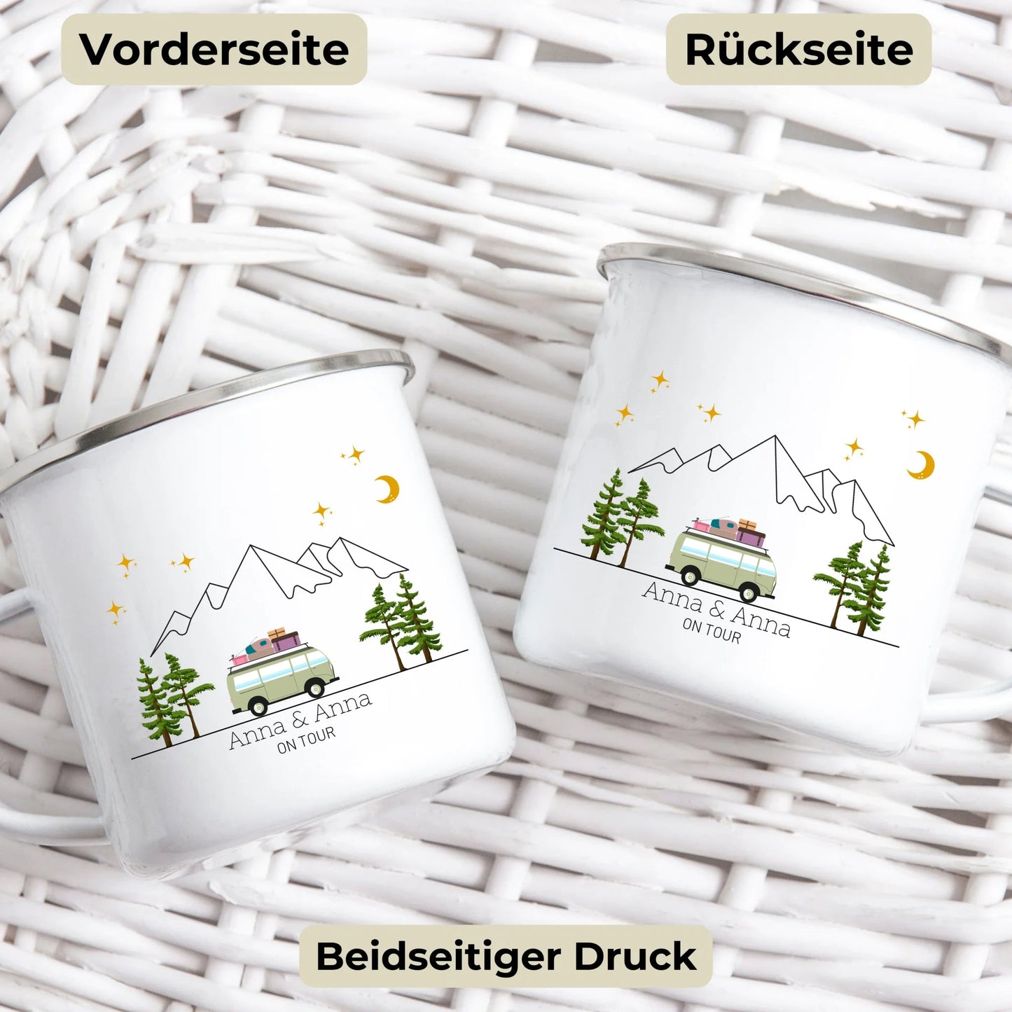 Bunter Reisecamper mit Gepäck Little Mathilda Little Mathilda Emaille Tasse