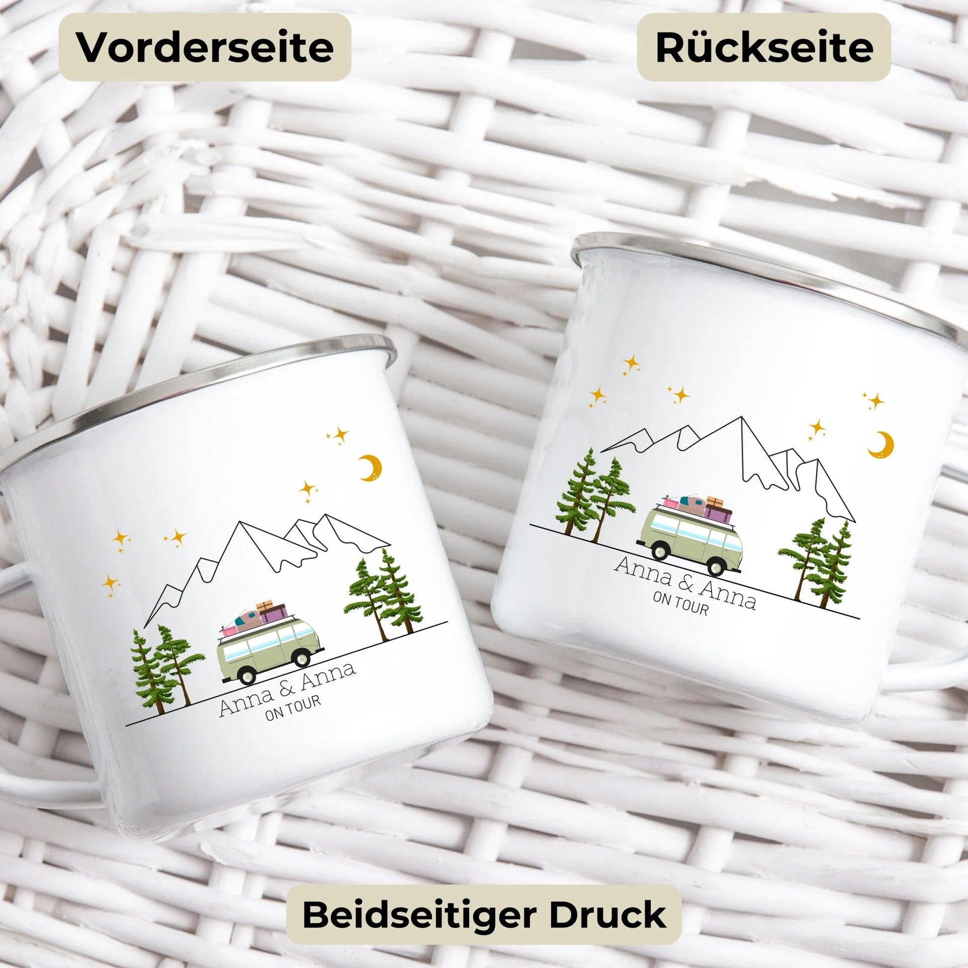 Bunter Reisecamper mit Gepäck Little Mathilda Little Mathilda Emaille Tasse