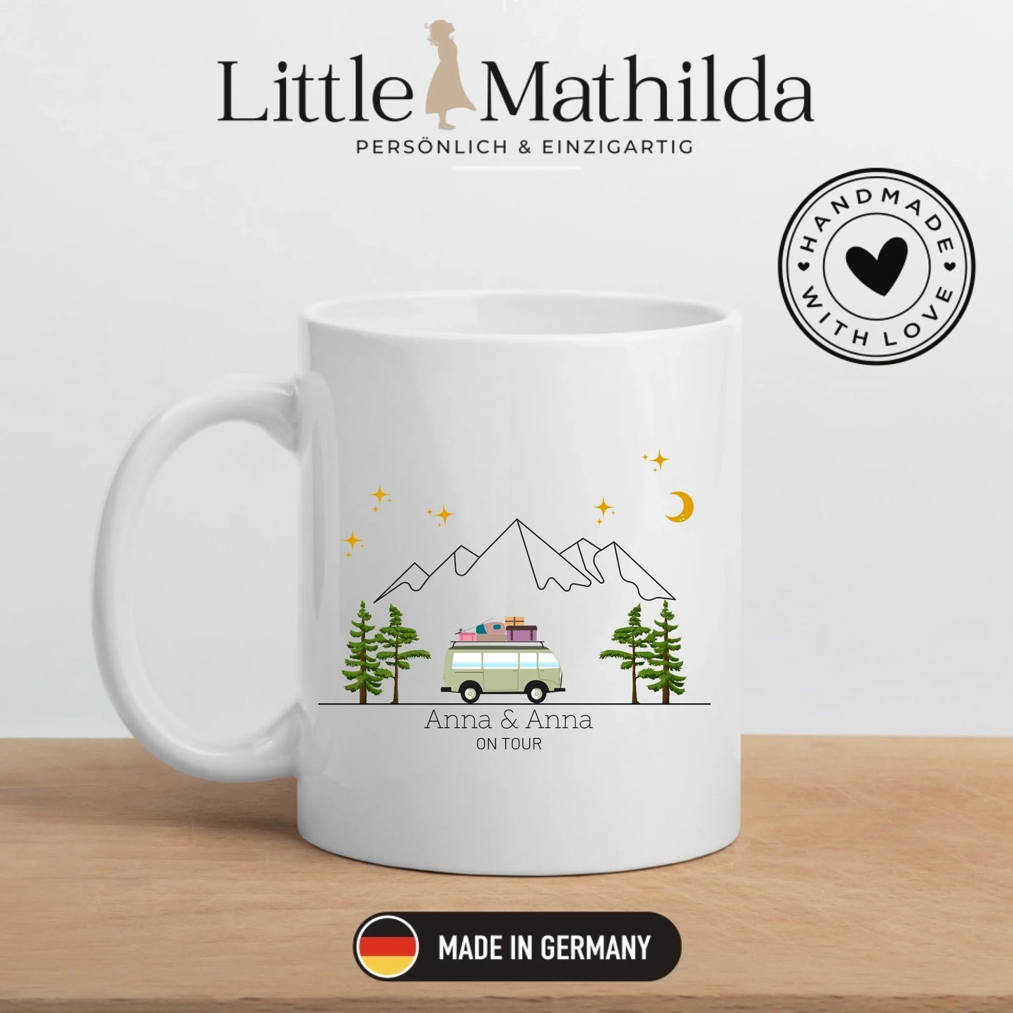 Bunter Reisecamper mit Gepäck Little Mathilda Little Mathilda Emaille Tasse