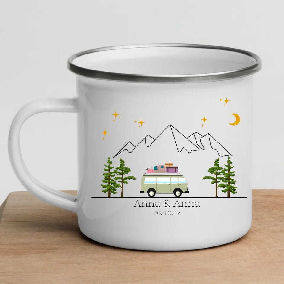 Bunter Reisecamper mit Gepäck Little Mathilda Little Mathilda Emaille Tasse