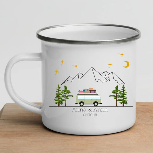 Bunter Reisecamper mit Gepäck Little Mathilda Little Mathilda Emaille Tasse
