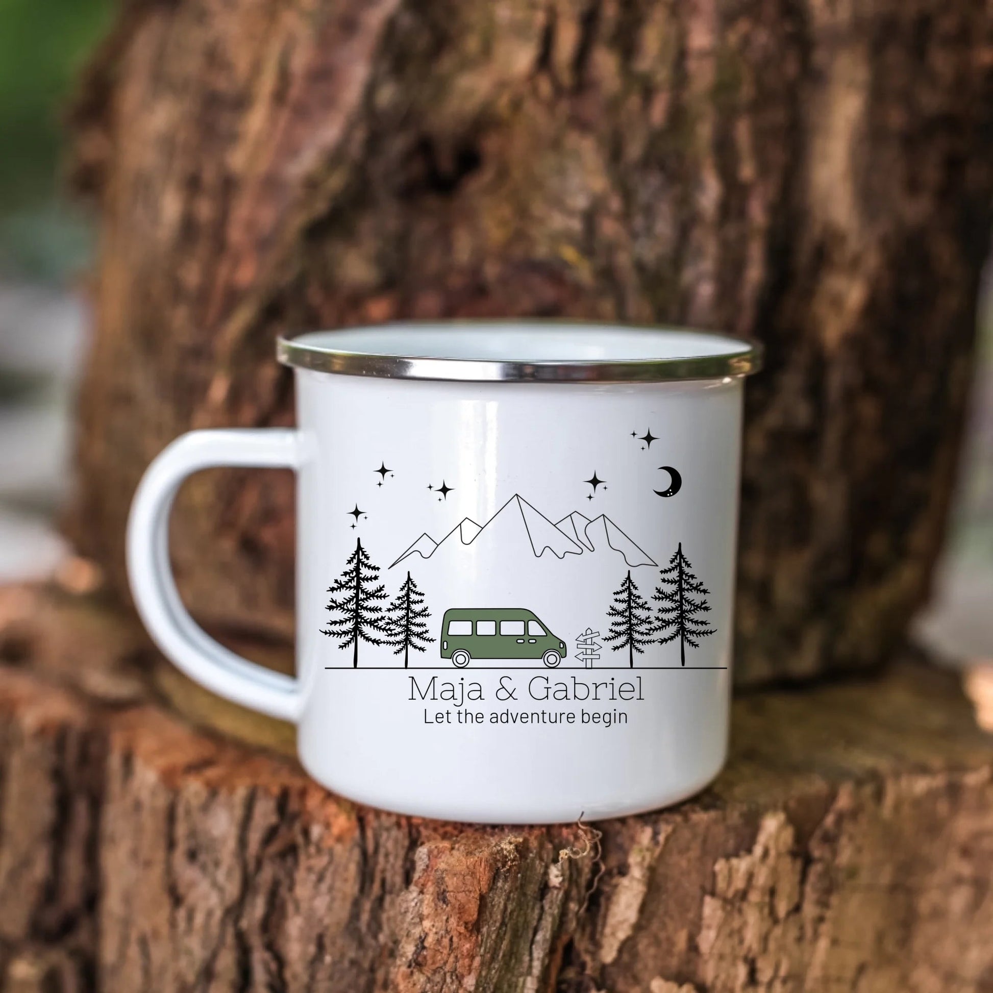 Camping Tasse "Bunte Camper" Little Mathilda Little Mathilda Emaille Tasse