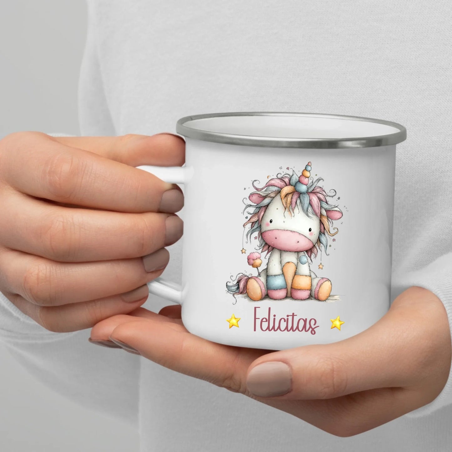 Einhorn Tasse: Personalisierte Kindertasse mit Namen Little Mathilda Little Mathilda Emaille Tasse