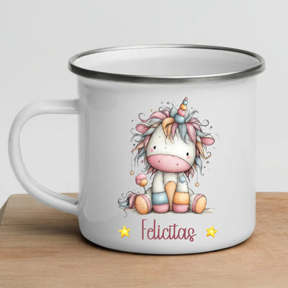 Einhorn Tasse: Personalisierte Kindertasse mit Namen Little Mathilda Little Mathilda Emaille Tasse
