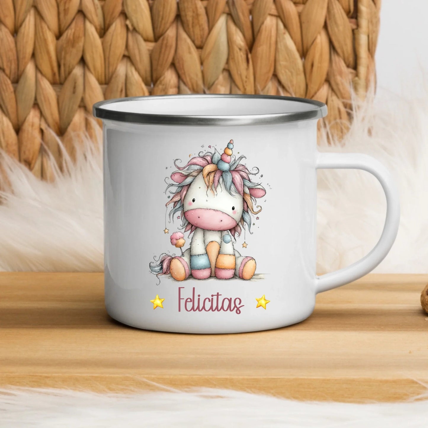 Einhorn Tasse: Personalisierte Kindertasse mit Namen Little Mathilda Little Mathilda Emaille Tasse