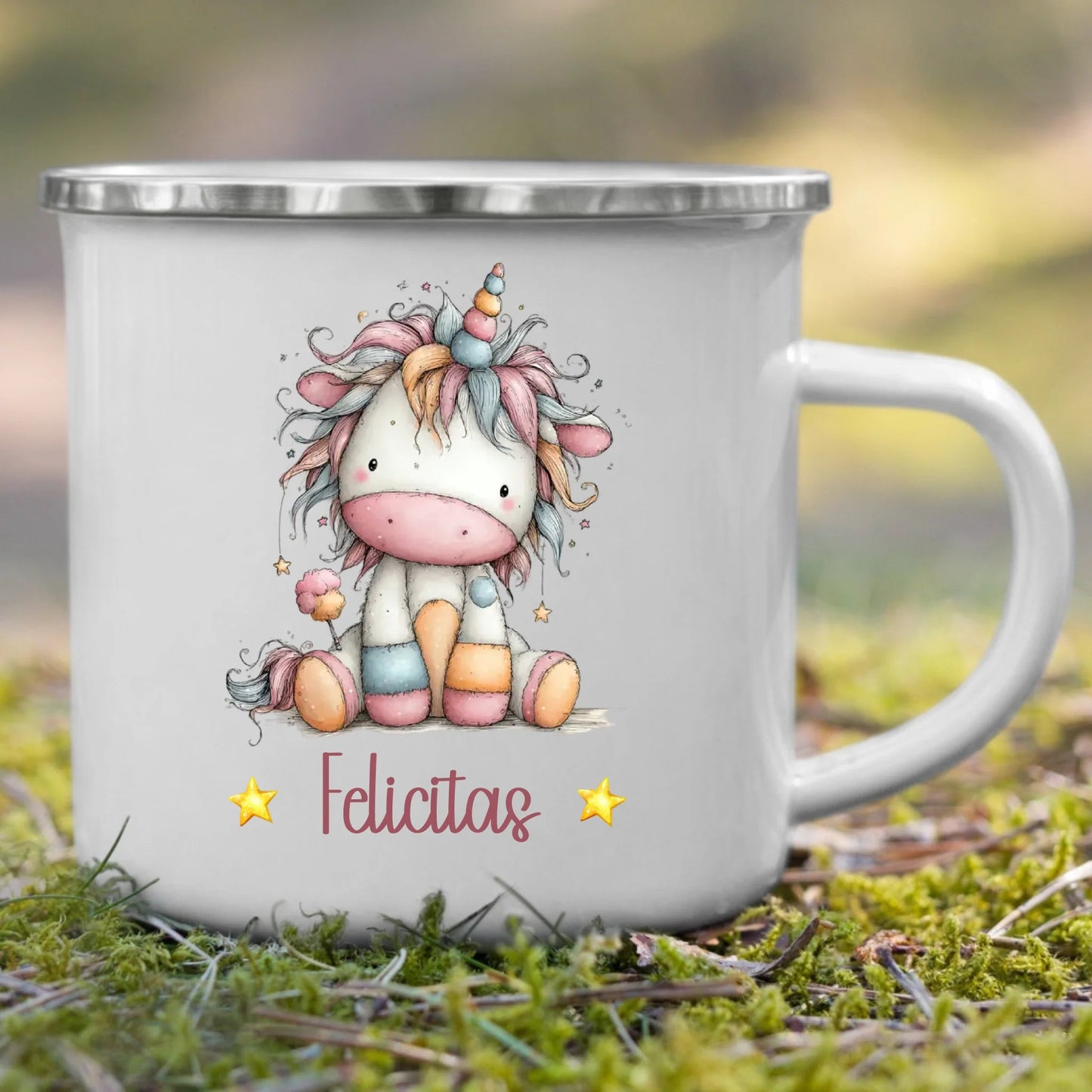 Einhorn Tasse: Personalisierte Kindertasse mit Namen Little Mathilda Little Mathilda Emaille Tasse