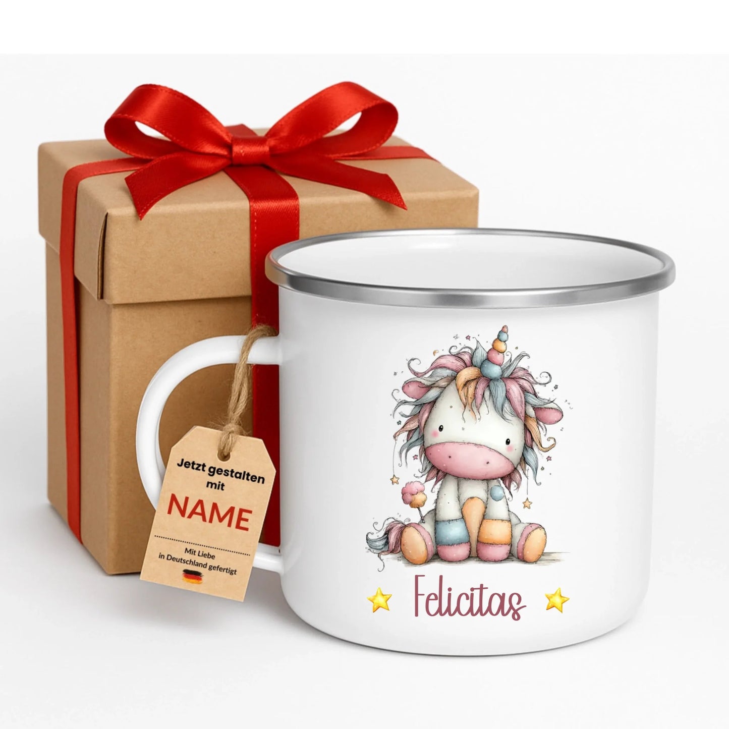 Einhorn Tasse: Personalisierte Kindertasse mit Namen Little Mathilda Little Mathilda Emaille Tasse