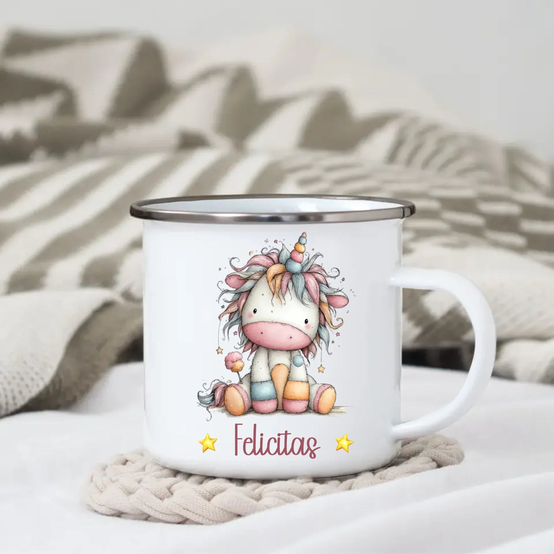 Einhorn Tasse: Personalisierte Kindertasse mit Namen Little Mathilda Little Mathilda Emaille Tasse