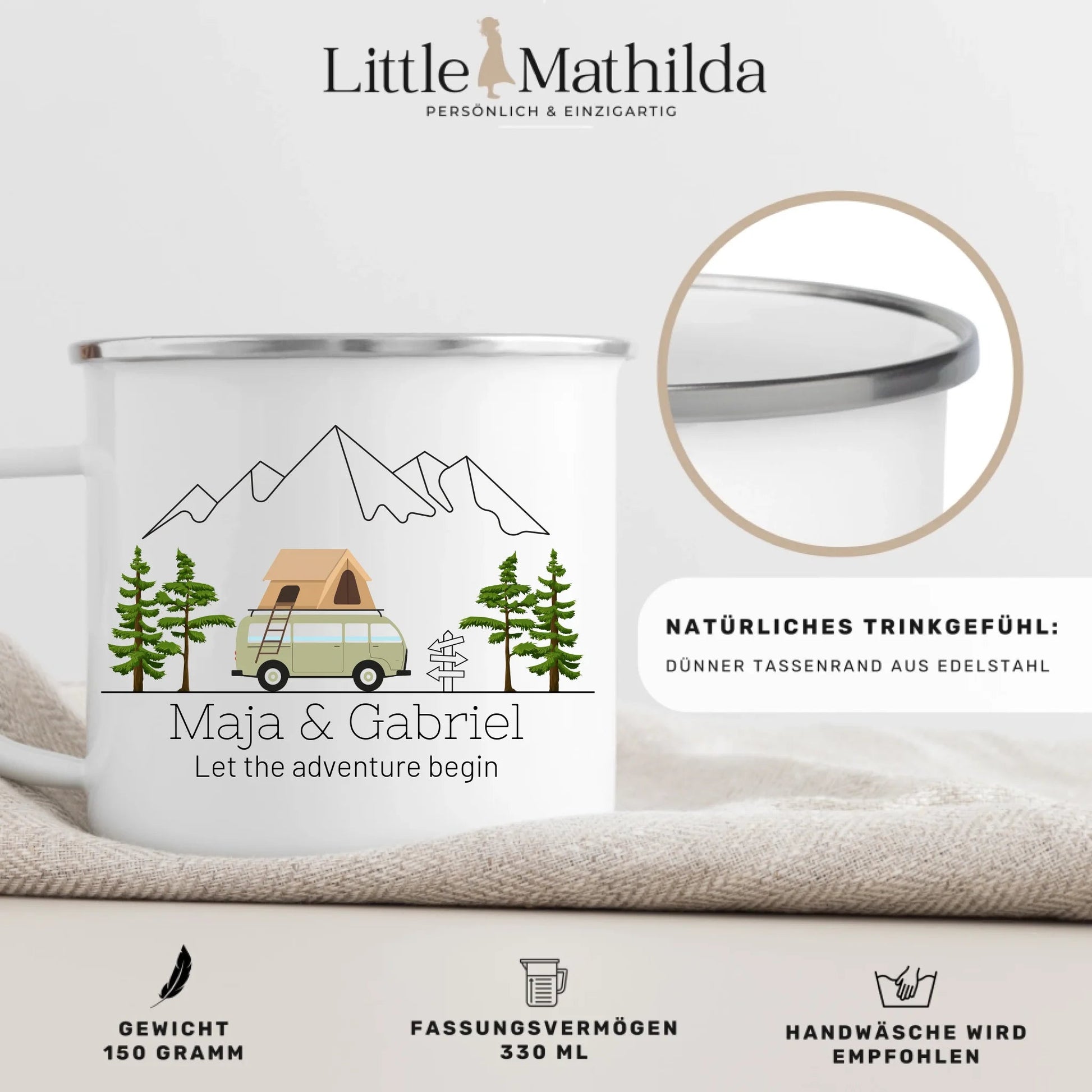 Emaille Camping Tasse Dachzelt Little Mathilda Little Mathilda Emaille Tasse