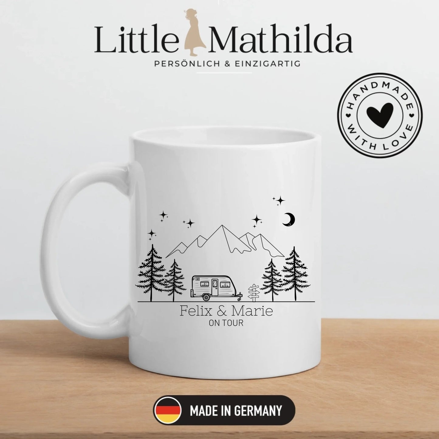 Emaille Camping Tasse mit Camping Anhänger Little Mathilda Little Mathilda Emaille Tasse