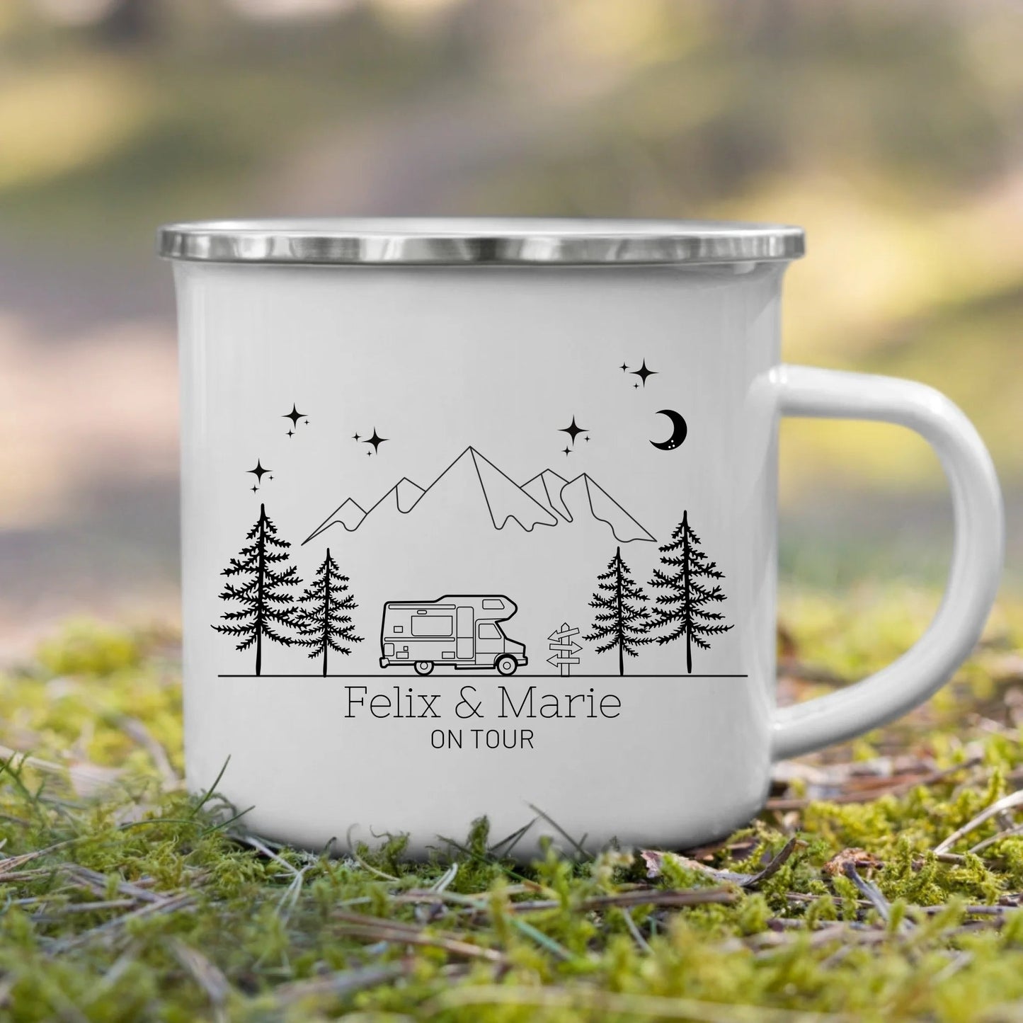 Emaille Camping Tasse mit vintage Wohnmobil Little Mathilda Little Mathilda Emaille Tasse