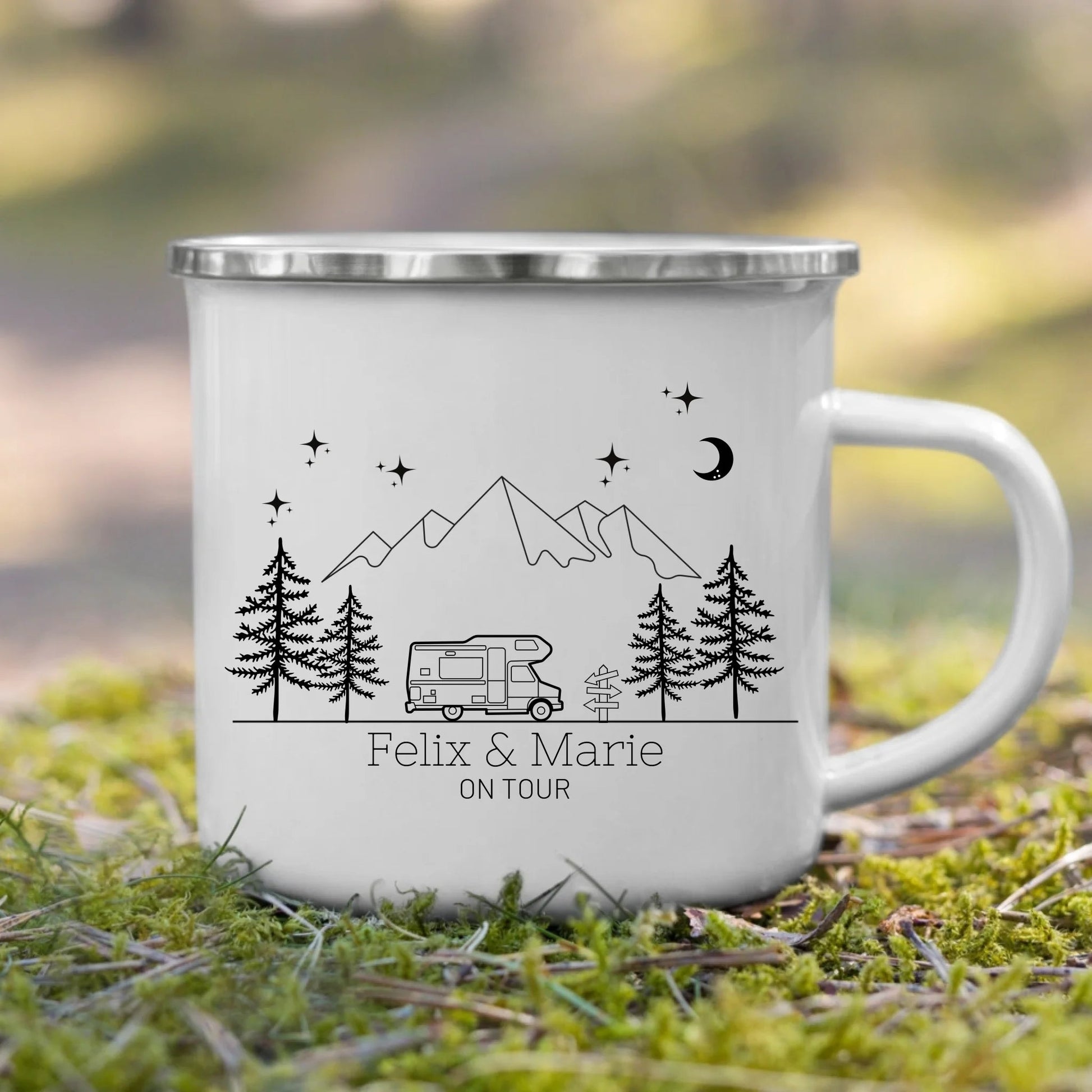 Emaille Camping Tasse mit vintage Wohnmobil Little Mathilda Little Mathilda Emaille Tasse