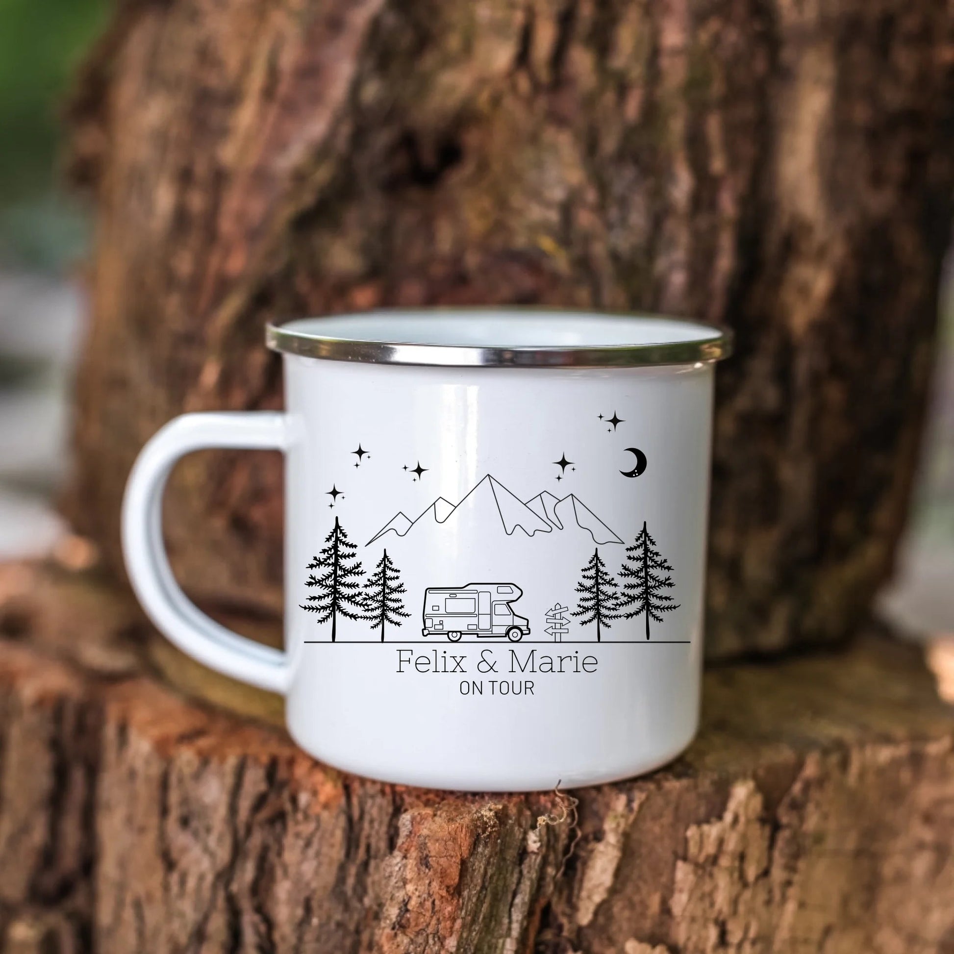Emaille Camping Tasse mit vintage Wohnmobil Little Mathilda Little Mathilda Emaille Tasse