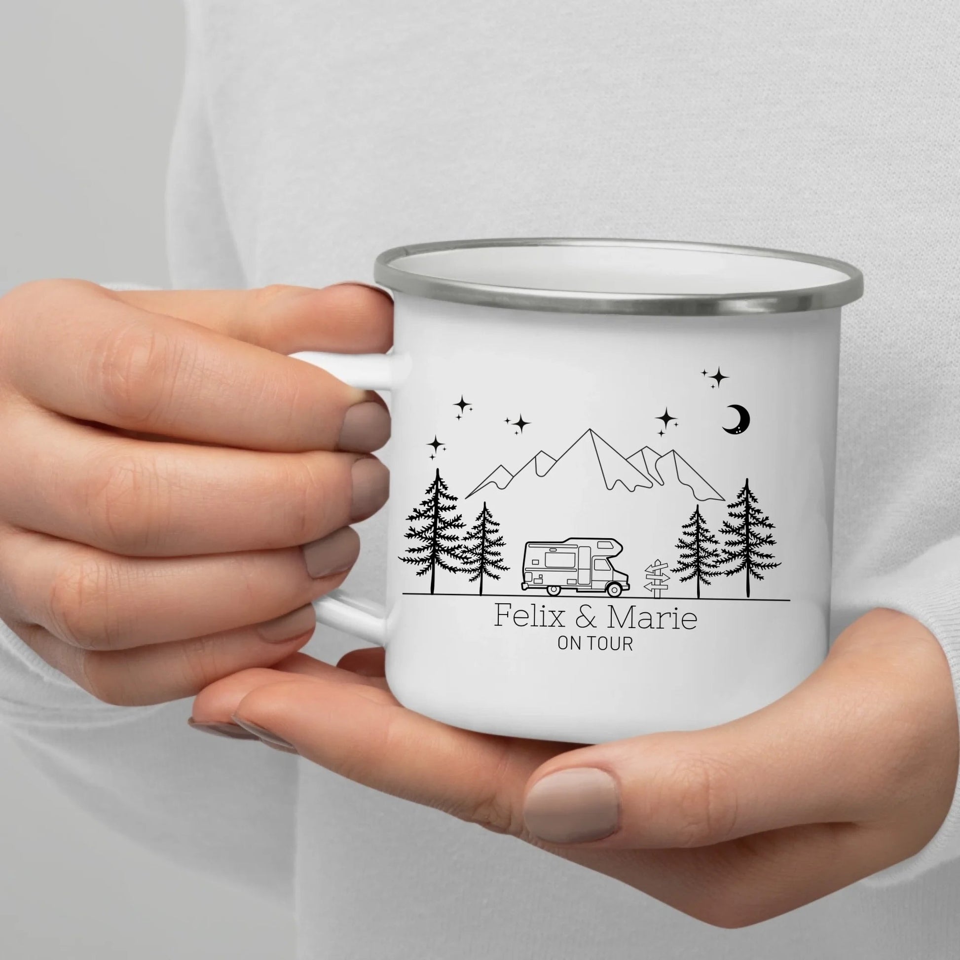 Emaille Camping Tasse mit vintage Wohnmobil Little Mathilda Little Mathilda Emaille Tasse