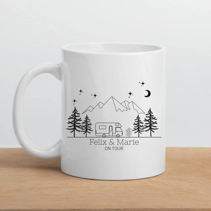 Emaille Camping Tasse mit Wohnmobil Illustration Little Mathilda Little Mathilda Emaille Tasse