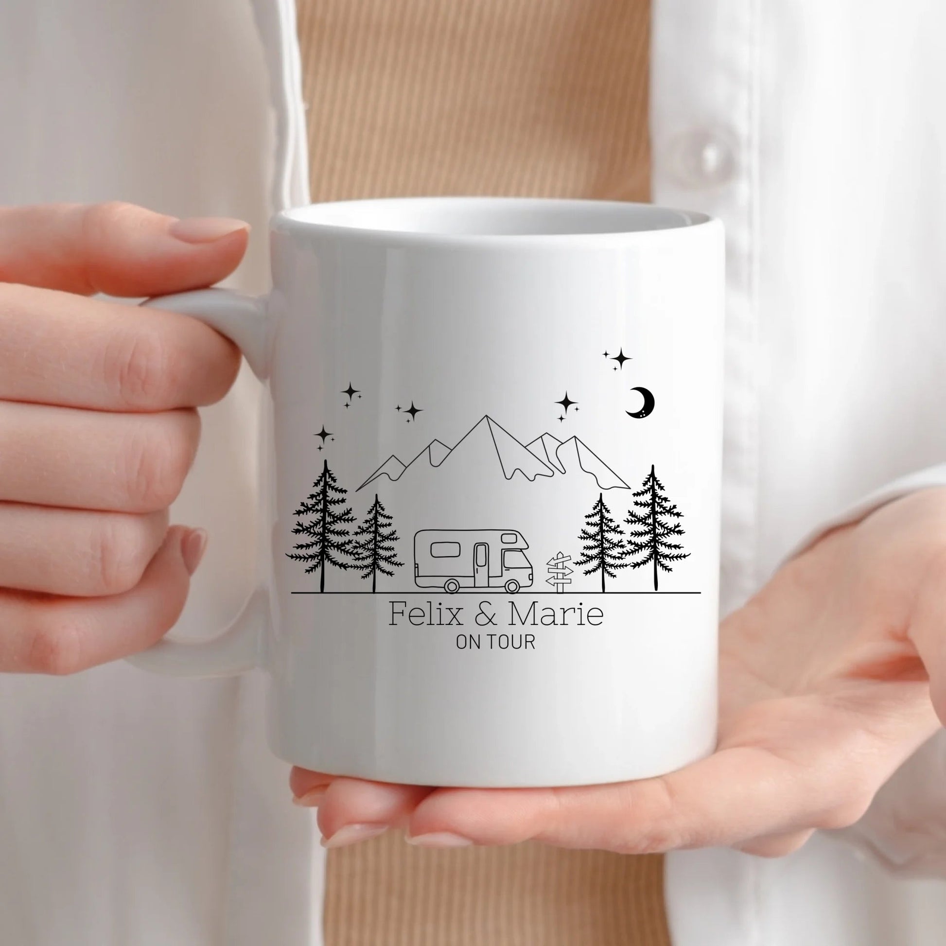 Emaille Camping Tasse mit Wohnmobil Illustration Little Mathilda Little Mathilda Emaille Tasse