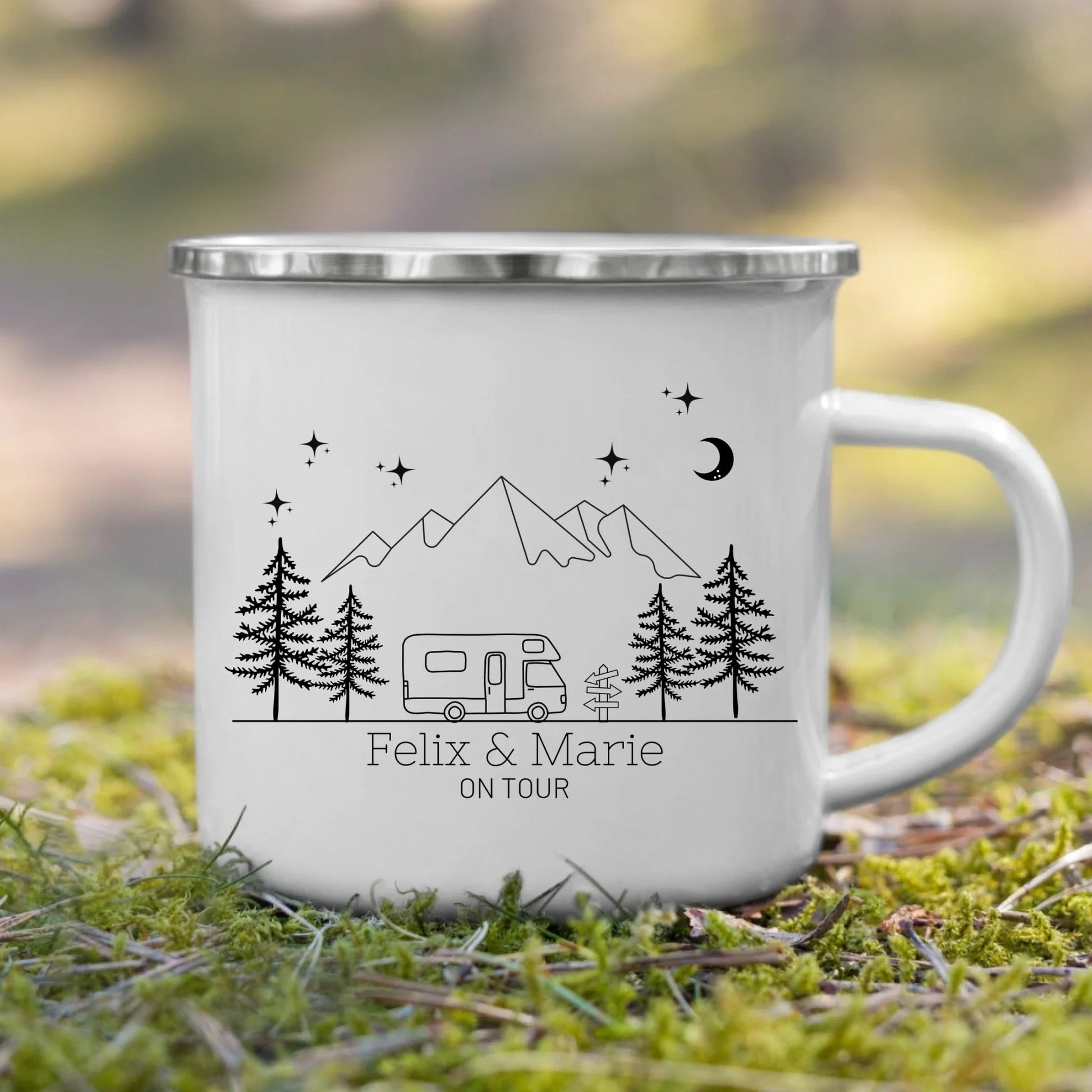 Emaille Camping Tasse mit Wohnmobil Illustration Little Mathilda Little Mathilda Emaille Tasse