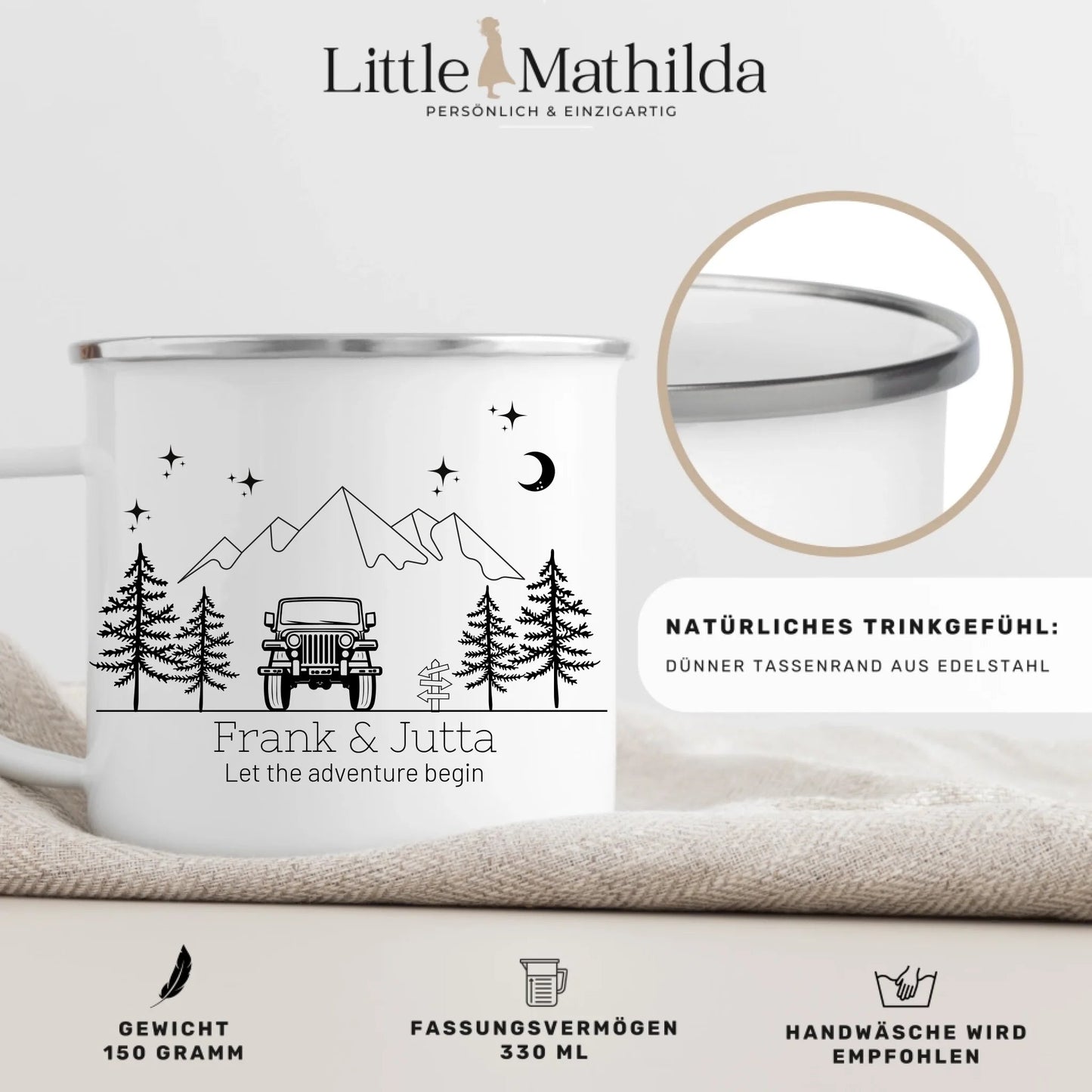 Emaille Camping Tasse Offroad Little Mathilda Little Mathilda Emaille Tasse