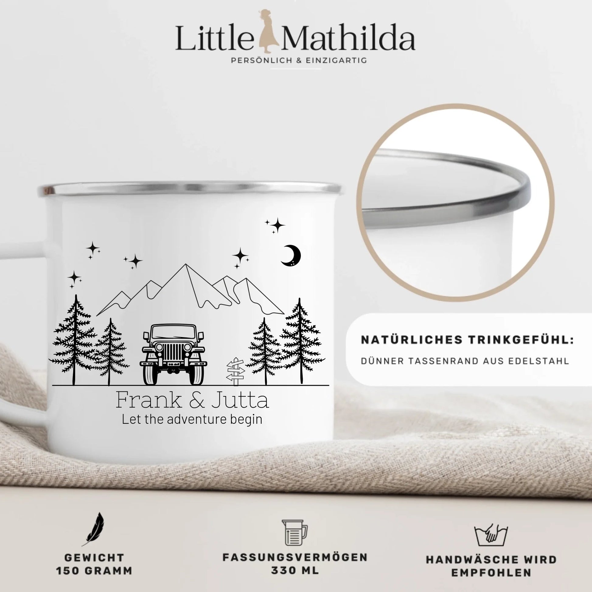 Emaille Camping Tasse Offroad Little Mathilda Little Mathilda Emaille Tasse