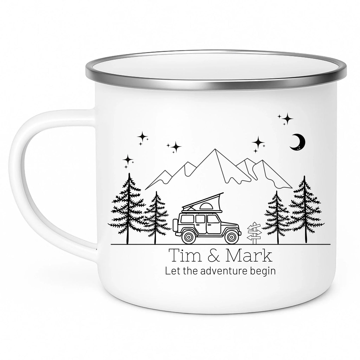 Emaille Camping Tasse Offroad mit Dachzelt Little Mathilda Little Mathilda Emaille Tasse