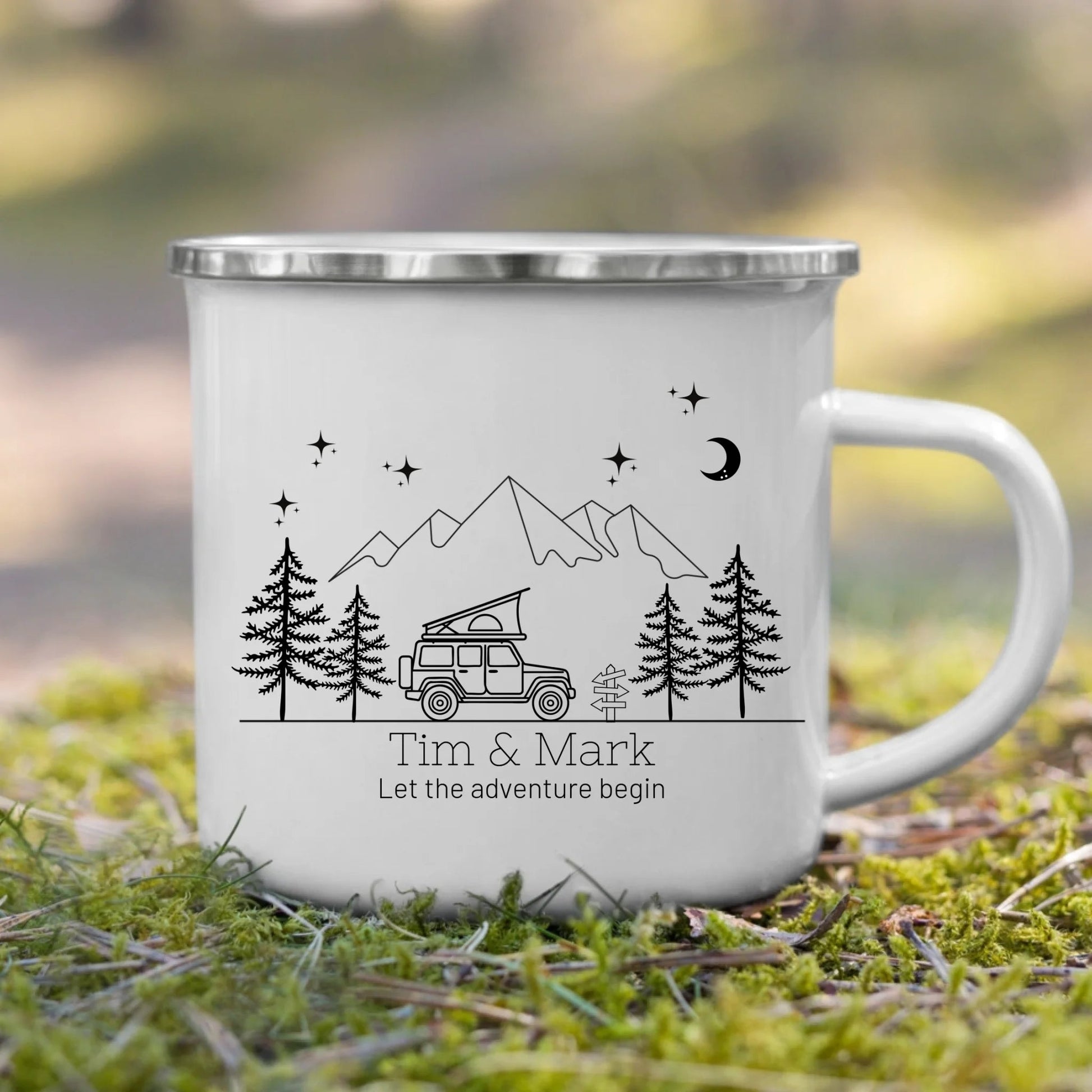 Emaille Camping Tasse Offroad mit Dachzelt Little Mathilda Little Mathilda Emaille Tasse